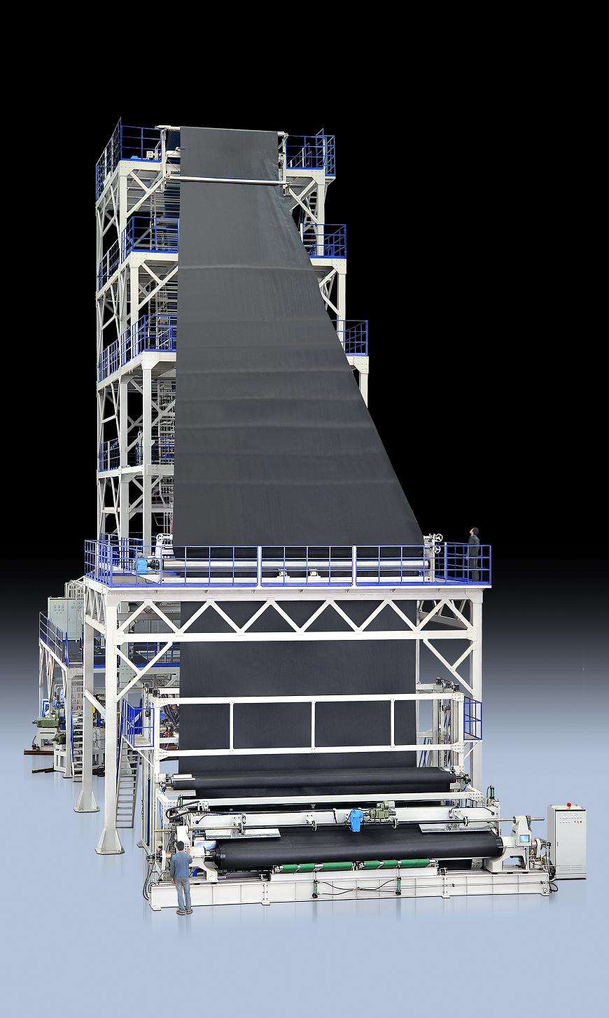 典型的聚乙烯91视频直播APP膜平挤上吹法工艺流程