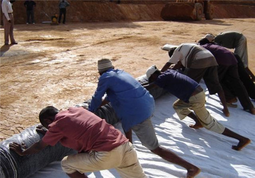 按照要求开挖截水槽同时在槽中埋设91视频直播APP膜